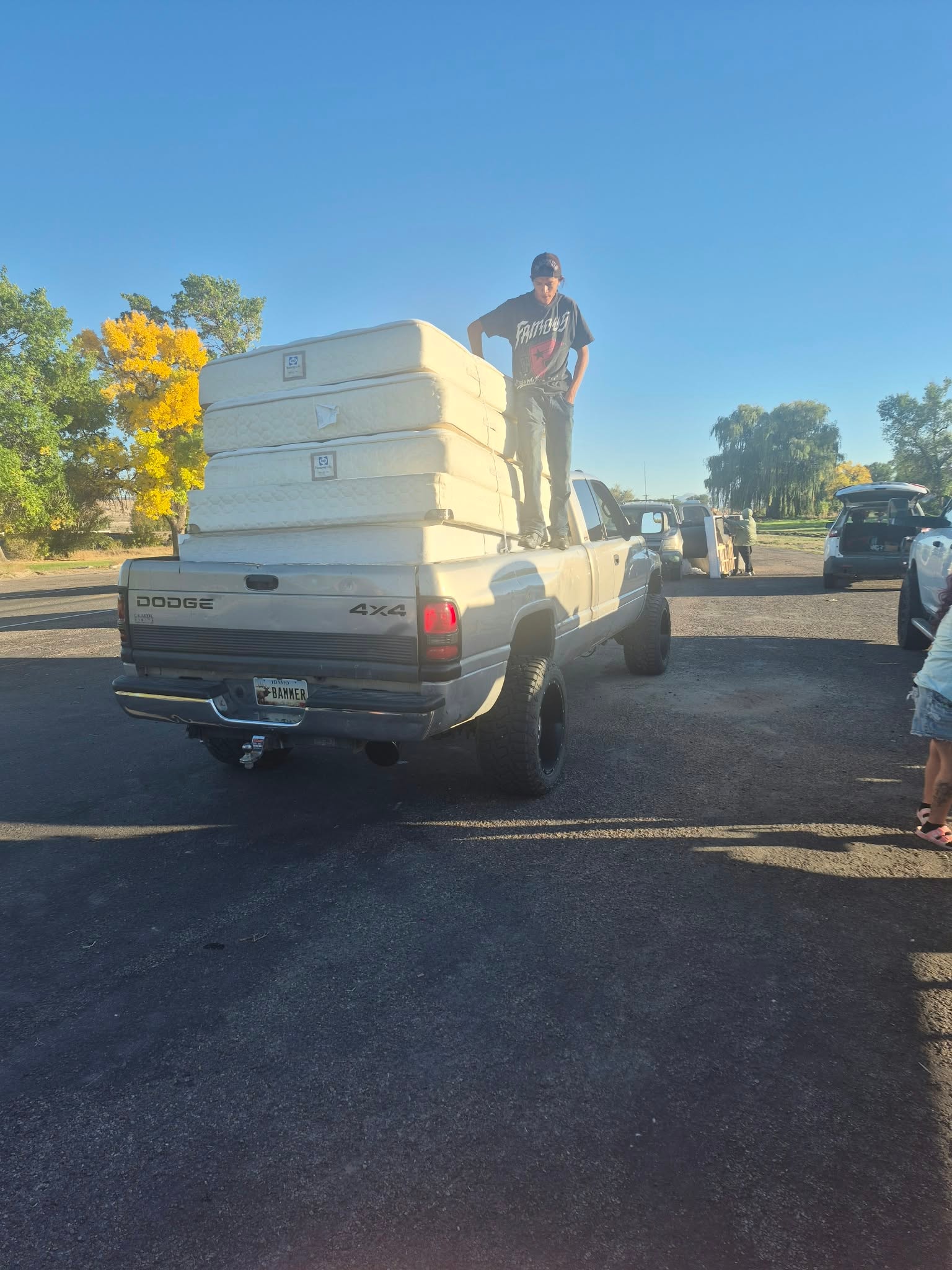Hauling mattresses to families in need