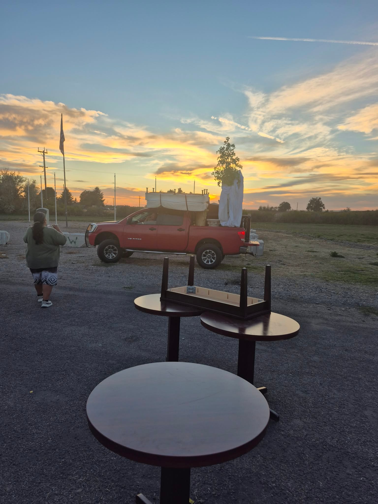 Furniture ready for distribution at sunset